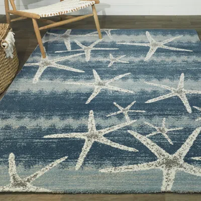 Ashley Balta Martin Coastal Starfish 5' 3" X 7' Area Rug In Blue