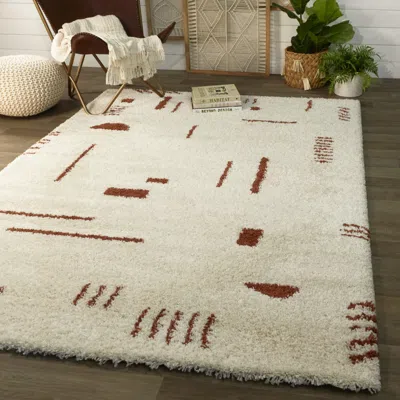 Ashley Balta Rupa Boho Moroccan Shag 4' 4" X 6' Runner Rug In White