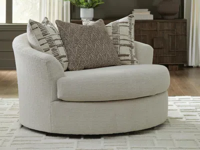 Ashley Barrelton Oversized Swivel Accent Chair In Brown