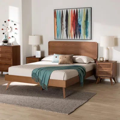Ashley Baxton Studio Demeter Queen Panel Bed With 2 Nightstands In Brown