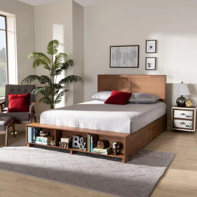 Ashley Baxton Studio Tamsin Queen Platform Bed With Storage In Brown
