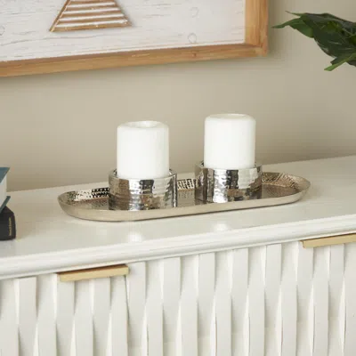 Ashley Bayberry Lane Hammered Decorative Candle Holder In Silver