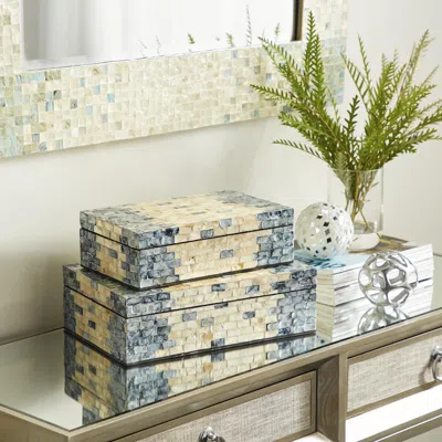 Ashley Bayberry Lane Lid Storage Decorative Box (set Of 2) In Multi