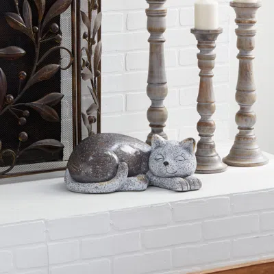 Ashley Bayberry Lane Outdoor Garden Cat Sculpture In Gray