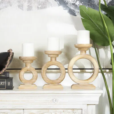 Ashley Bayberry Lane Ring Decorative Candle Holder (set Of 3) In Brown