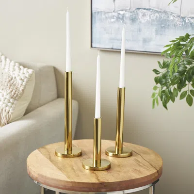 Ashley Bayberry Lane Slim Decorative Candle Holder (set Of 3) In Gold