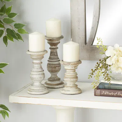 Ashley Bayberry Lane Solid Candle Holder (set Of 3) In White