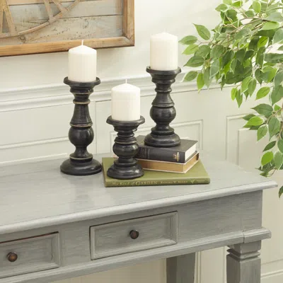 Ashley Bayberry Lane Turned Pillar Decorative Candle Holder (set Of 3) In Animal Print