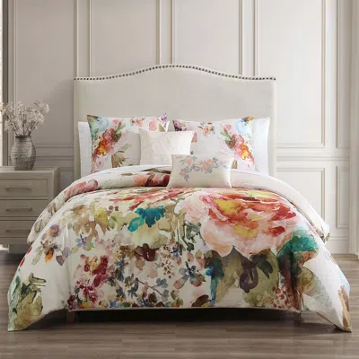 Ashley Bebejan® Antique Flowers 100% Cotton 5-piece Reversible Comforter Set In Neutral