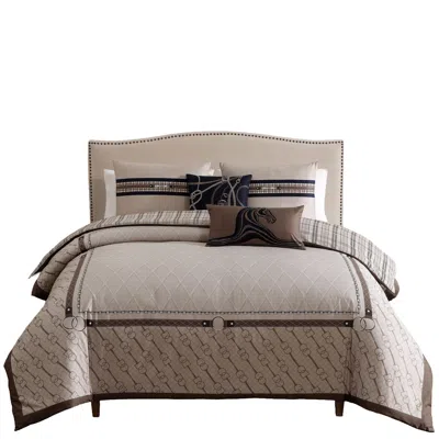 Ashley Bebejan Equestrian 5 Piece King Comforter Set In Brown