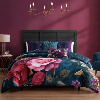 Ashley Bebejan® Vibrant Flora 5-piece Queen Comforter Set In Blue