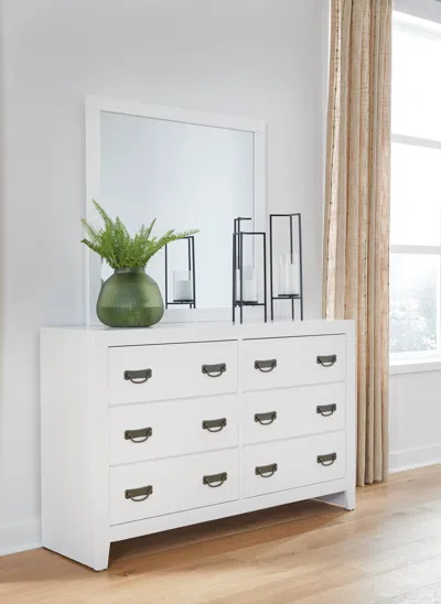 Ashley Binterglen 6 Drawer Dresser And Mirror In White