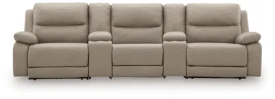 Ashley Brannigan 5-piece Reclining Sectional With Storage Consoles In Brown
