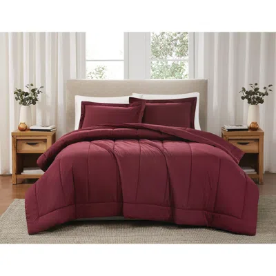 Ashley Brooklyn Loom 3-piece King Comforter Set In Burgundy