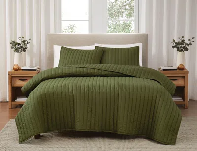 Ashley Brooklyn Loom 3-piece King Quilt Set In Green