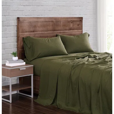 Ashley Brooklyn Loom Linen California King Sheet Set In Green