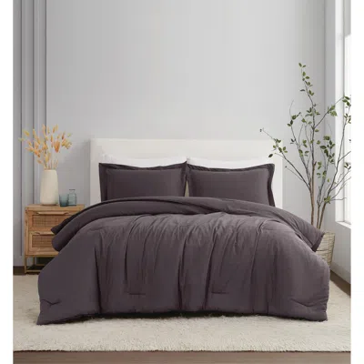 Ashley Brooklyn Loom Solid 3-piece Full/queen Comforter Set In Gray