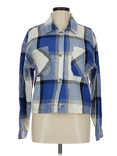 Pre-owned Ashley By 26 International 3/4 Sleeve Button Down Shirt In Blue