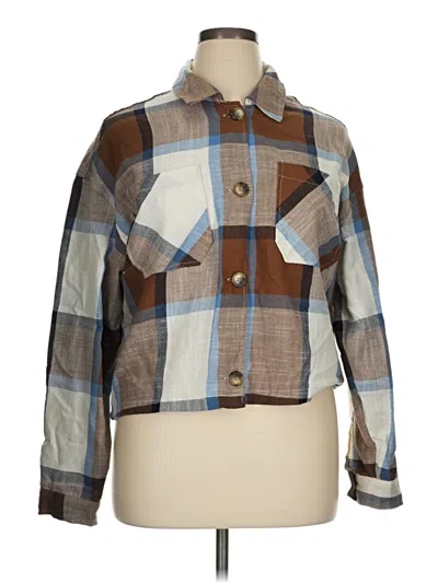 Pre-owned Ashley By 26 International Long Sleeve Button Down Shirt In Brown