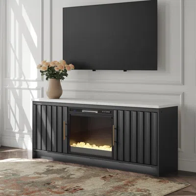 Ashley Cadmori 63" Tv Stand With Electric Fireplace In Multi