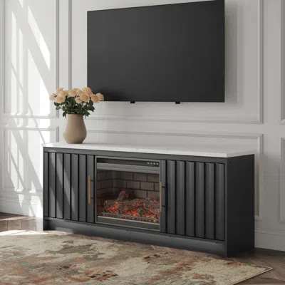 Ashley Cadmori 63" Tv Stand With Led Electric Fireplace In Multi