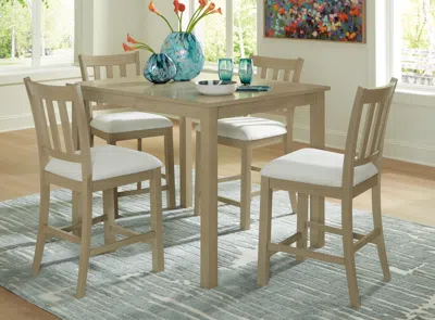 Ashley Calmoro Counter Height Dining Table And 4 Barstools In Gray