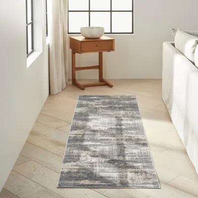 Ashley Calvin Klein Rush Textured 2'3" X 10' Runner Rug In Blue