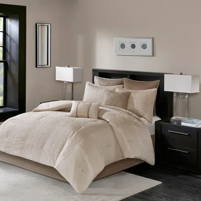 Ashley Camelia King 8 Piece Embroidered Comforter Set In Neutral