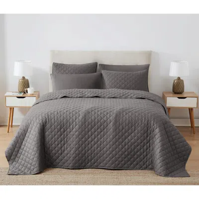 Ashley Cannon Percale 3-piece King Quilt Set In Gray