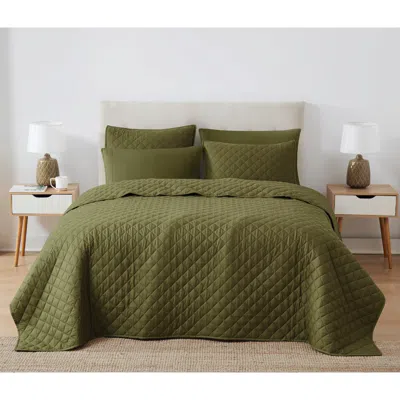 Ashley Cannon Percale 3-piece King Quilt Set In Green