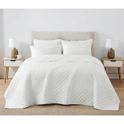 Ashley Cannon Percale 3-piece King Quilt Set In White
