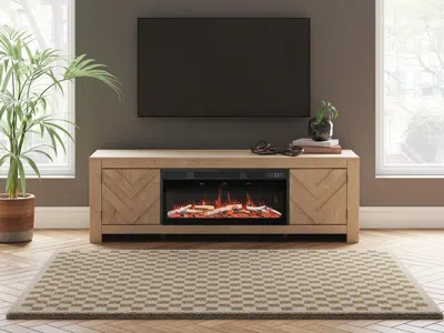 Ashley Cayboni 71" Tv Stand With Electric Fireplace In Brown