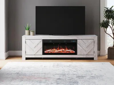Ashley Cayboni 71" Tv Stand With Electric Fireplace In White