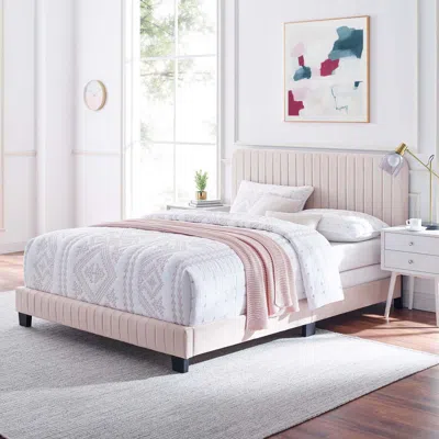Ashley Celine Channel Tufted Velvet Bed In Animal Print