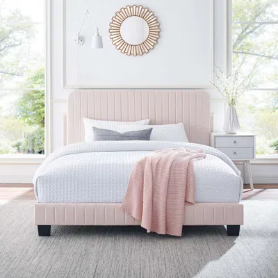 Ashley Celine Channel Tufted Velvet Queen Platform Bed In Multi