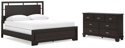 Ashley Covetown California King Panel Bed With Dresser In Brown