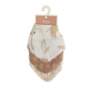 Ashley Crane Baby Kendi Bib Set (set Of 3) In Brown