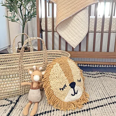 Ashley Crane Baby Lion Nursery Decorative Throw Pillow In Brown