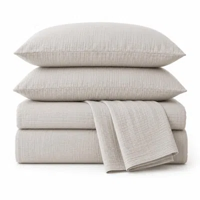 Ashley Crane Home Calm 2 Piece Pillowcase King Sheet Set In Gray