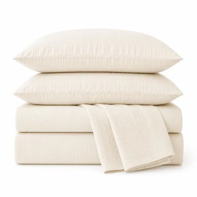 Ashley Crane Home Dune 2 Piece Queen Sheet Set In White