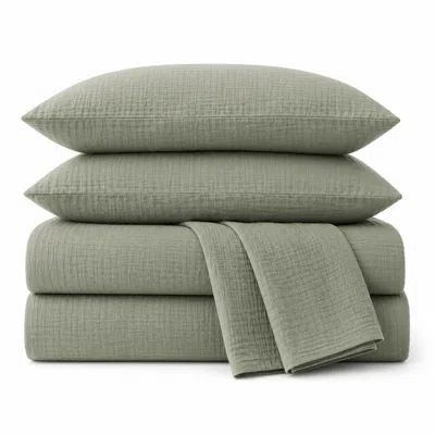 Ashley Crane Home Zen 2 Piece King Sheet Set In Green