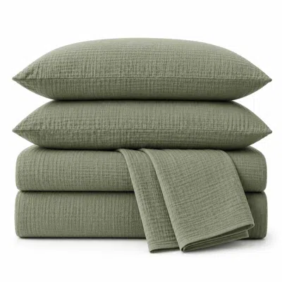 Ashley Crane Home Zen 2 Piece Queen Sheet Set In Green