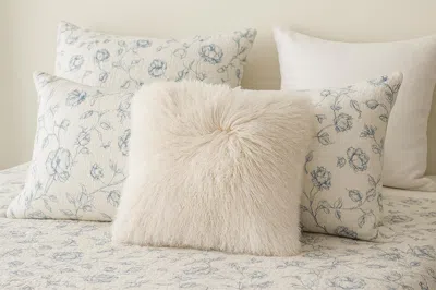 Ashley Creative Co-op Mongolian Lamb Fur Decorative Pillow In White