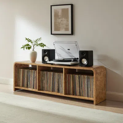 Ashley Crosley Furniture 60" Record Player Stand In Brown