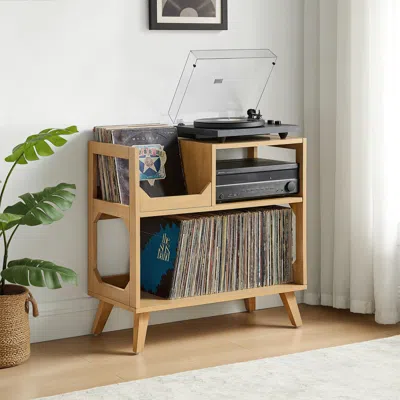 Ashley Crosley Furniture Asheville 32" Record Player Stand In Brown