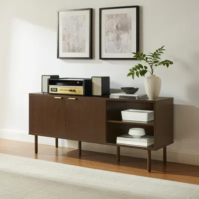 Ashley Crosley Furniture Brody 54" Record Player Stand In Brown
