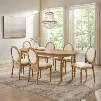 Ashley Crosley Furniture Daphne Extendable Dining Table And 6 Chairs In Rustic Brown/cream