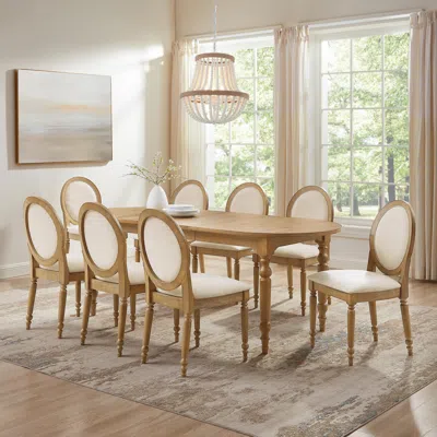 Ashley Crosley Furniture Daphne Extendable Dining Table And 8 Chairs In Rustic Brown/cream