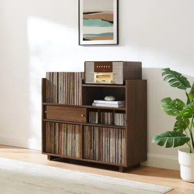 Ashley Crosley Furniture Dylan 40" Record Player Stand In Brown