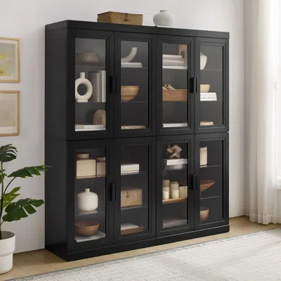 Ashley Crosley Furniture Essen Kitchen Pantry Storage Cabinet Set In Black